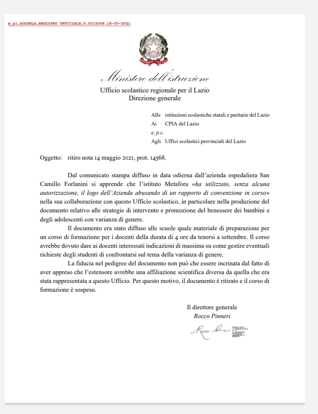 FLASH – L’Ufficio scolastico regionale del Lazio ritira le linee guida Gender 1